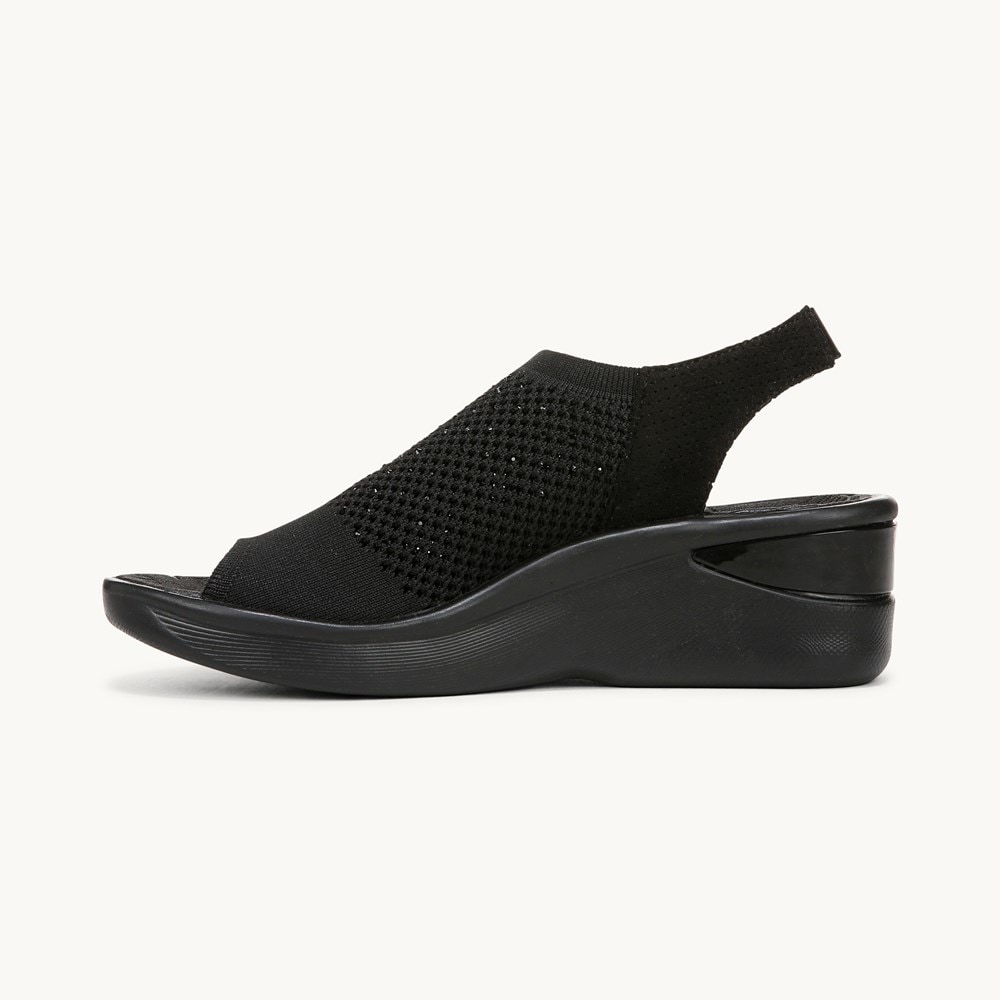 LifeStride Starlet Wedge Sandal - Black Knit Fabric
