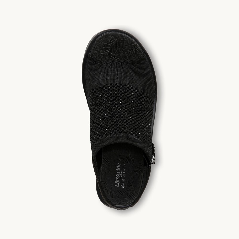 LifeStride Starlet Wedge Sandal - Black Knit Fabric