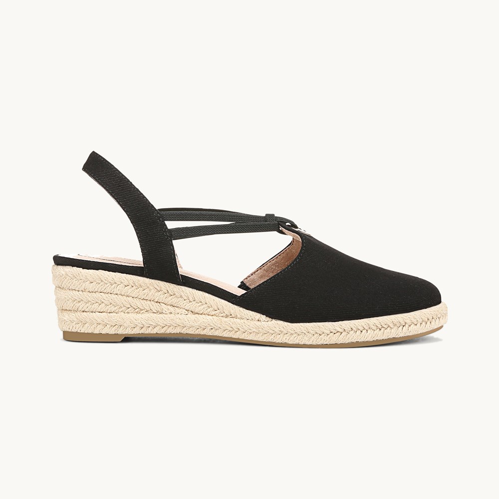 LifeStride Kennedy Espadrille Wedge - Black Fabric