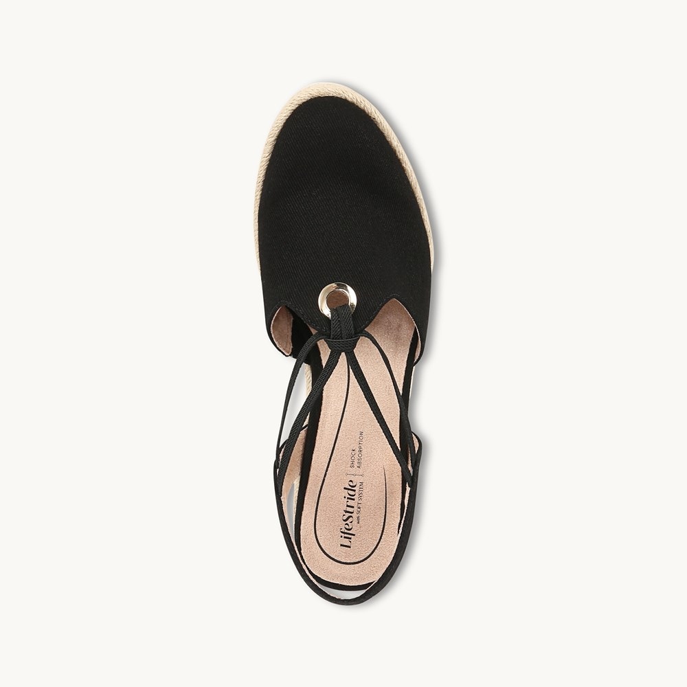 LifeStride Kennedy Espadrille Wedge - Black Fabric