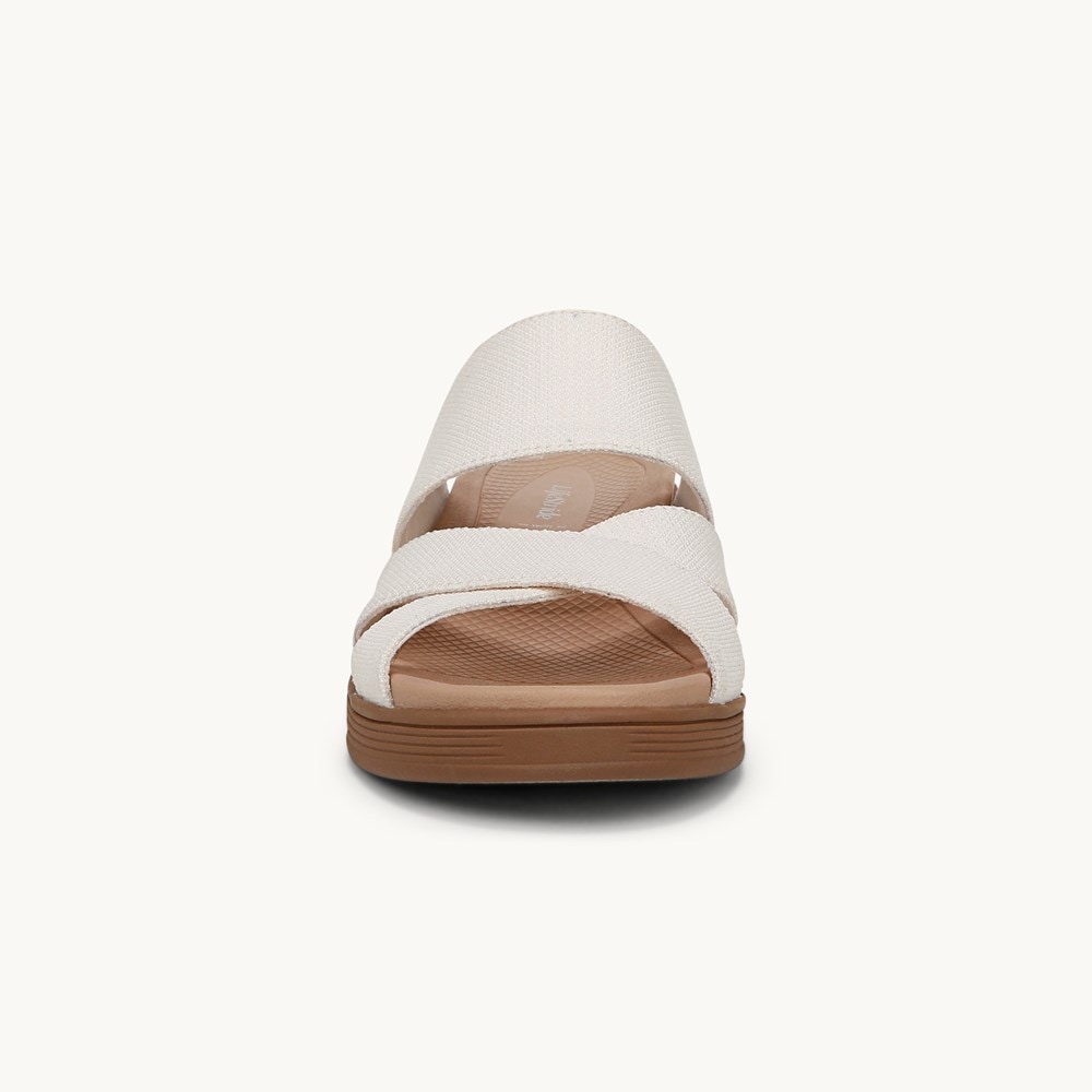 LifeStride Fiona Wedge Sandal - Eggnog Stretch Linen
