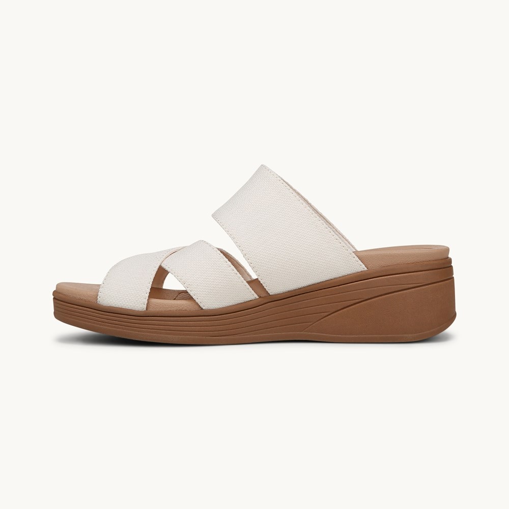 LifeStride Fiona Wedge Sandal - Eggnog Stretch Linen