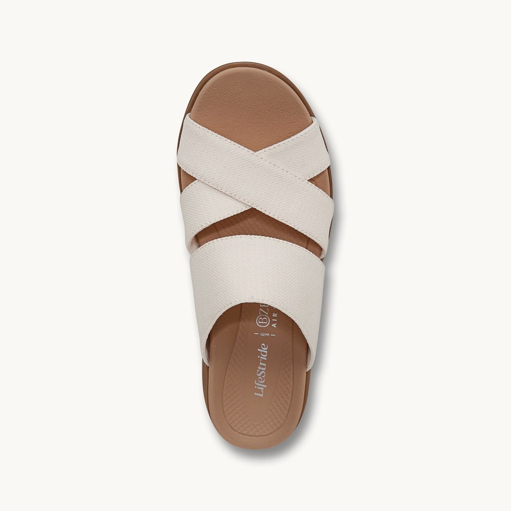 LifeStride Fiona Wedge Sandal - Eggnog Stretch Linen