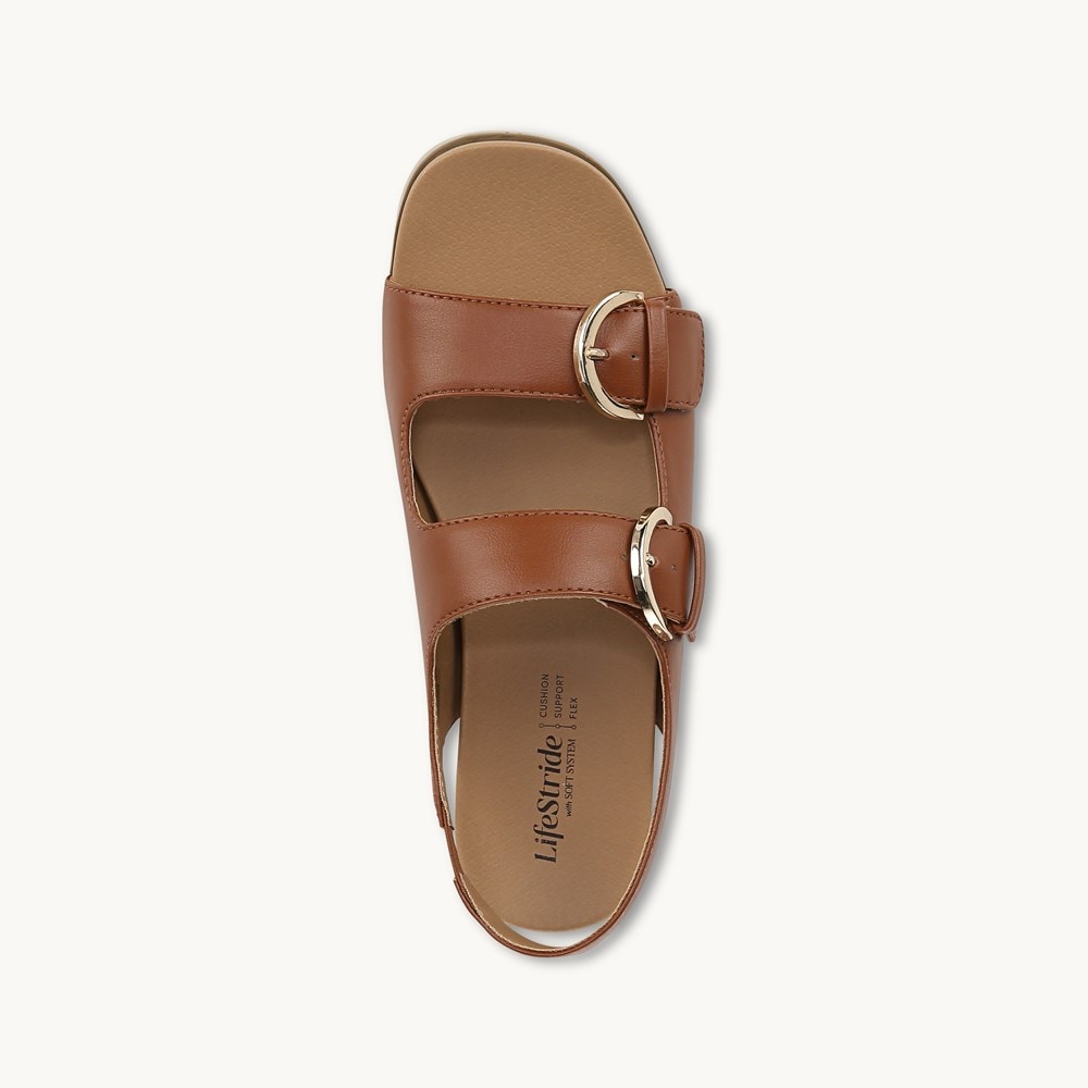 LifeStride Goodie Slingback Sandal - Tan Faux Leather